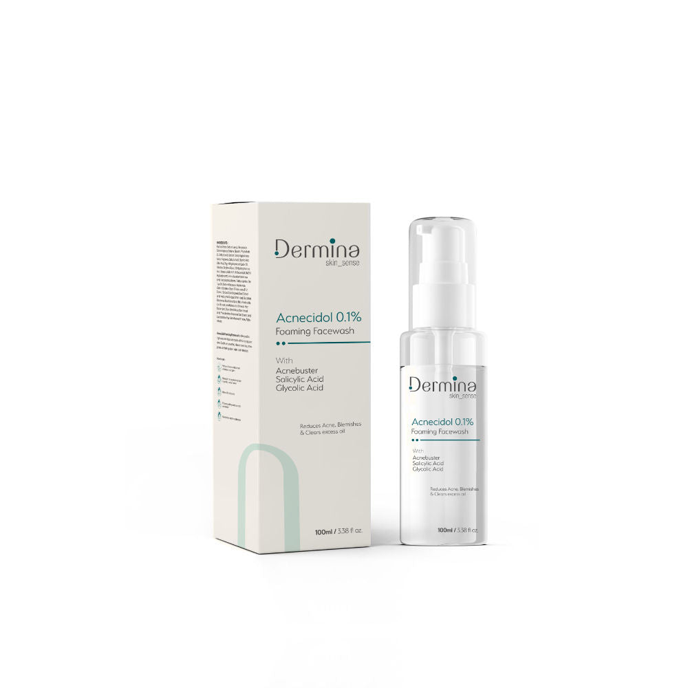 Dermina Acnecidol 0.1% Foaming Facewash with Salicylic & Glycolic Acid for Acne Care