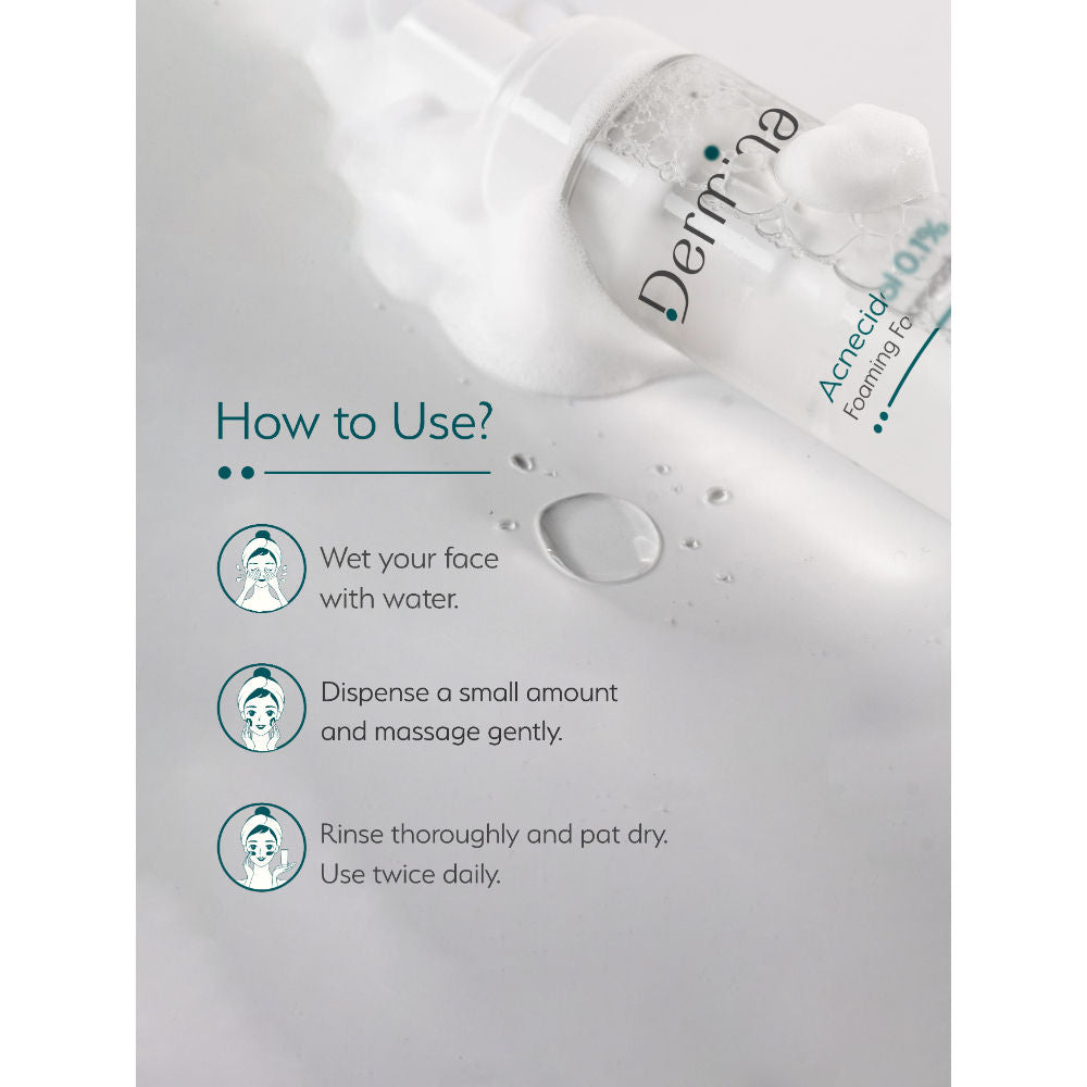 Dermina Acnecidol 0.1% Foaming Facewash with Salicylic & Glycolic Acid for Acne Care