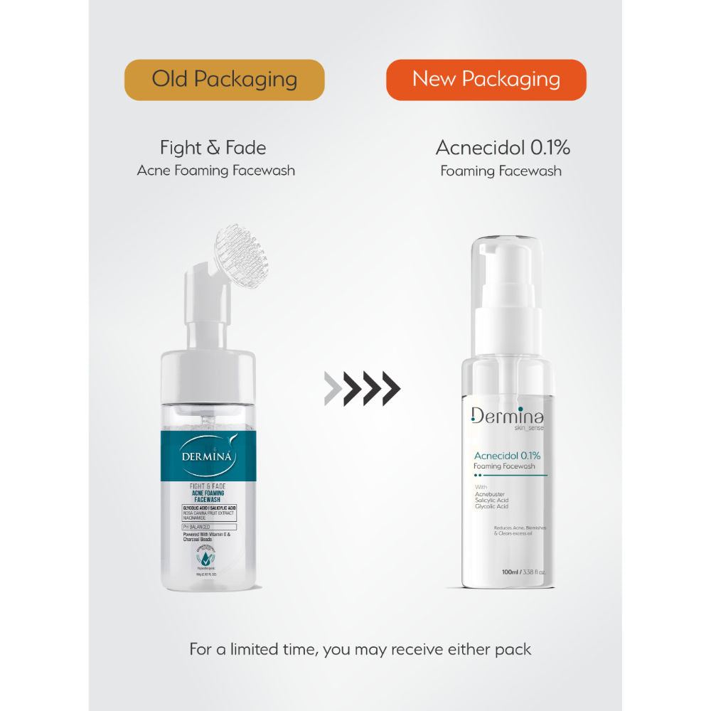 Dermina Acnecidol 0.1% Foaming Facewash with Salicylic & Glycolic Acid for Acne Care