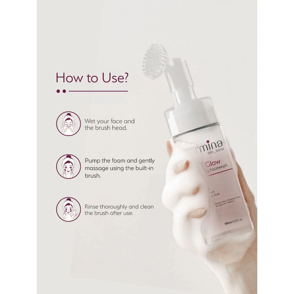 Dermina Tint Glow Foaming Facewash with Vitamin C, Niacinamide & HA for Radiant Skin