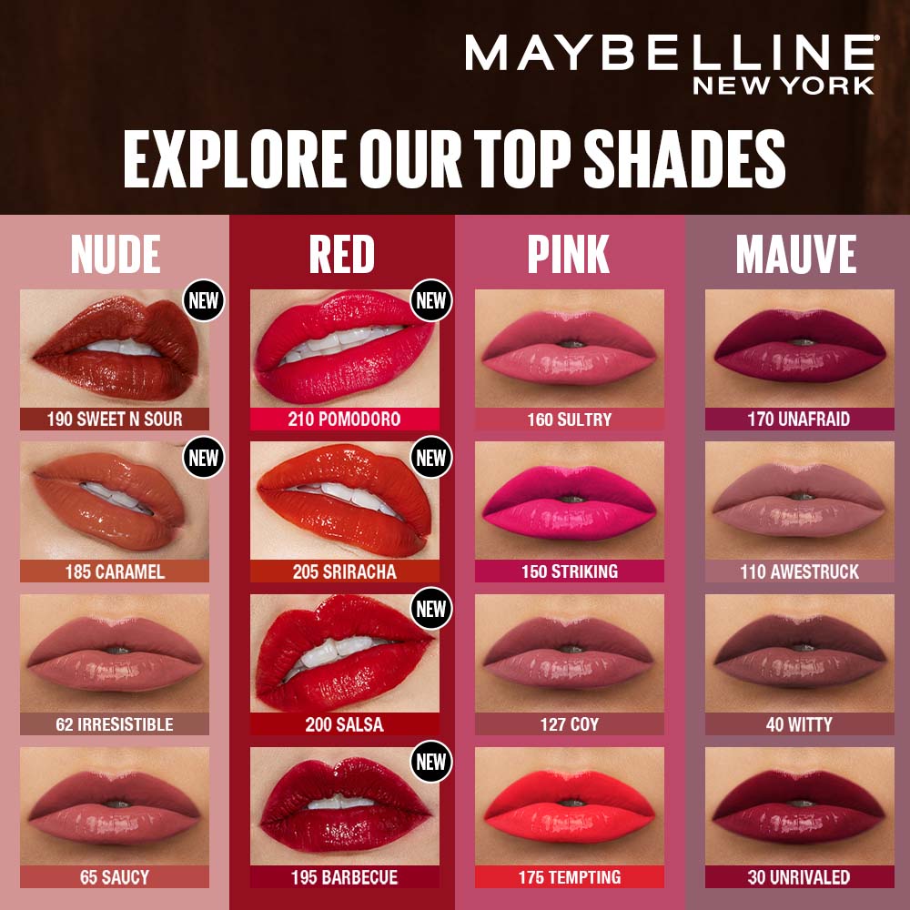 Maybelline New York Super Stay Vinyl Ink Liquid Lipstick, Instant Shine Lasts Up To 16H