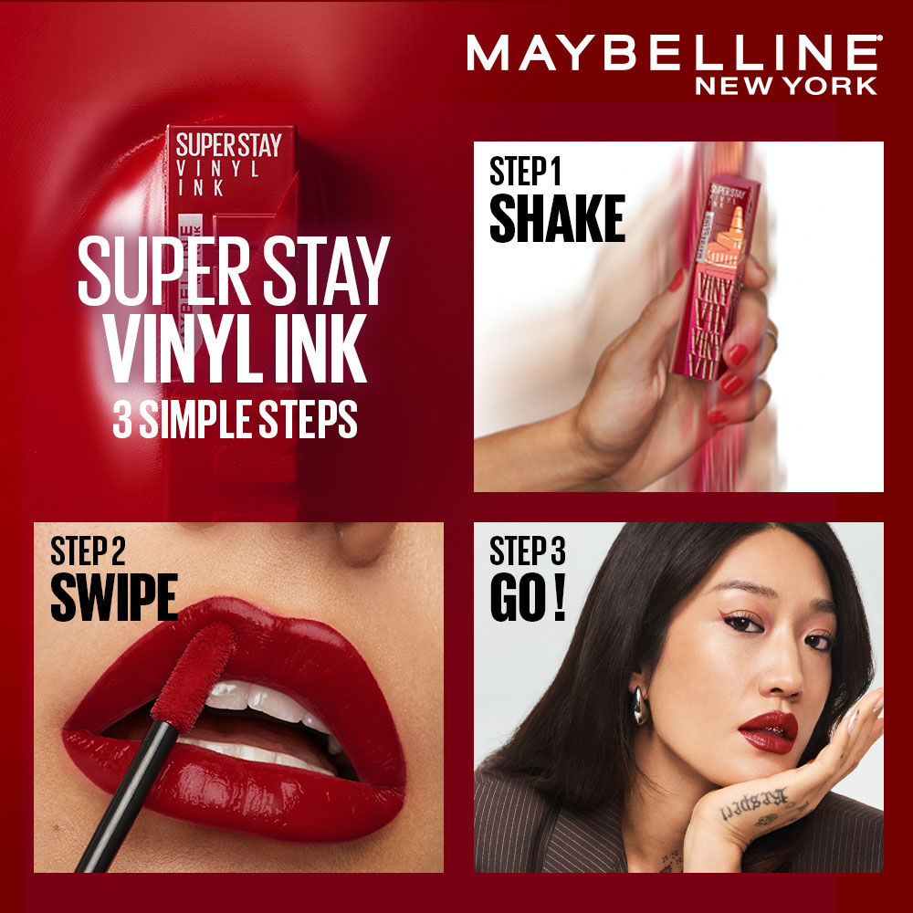 Maybelline New York Super Stay Vinyl Ink Liquid Lipstick, Instant Shine Lasts Up To 16H