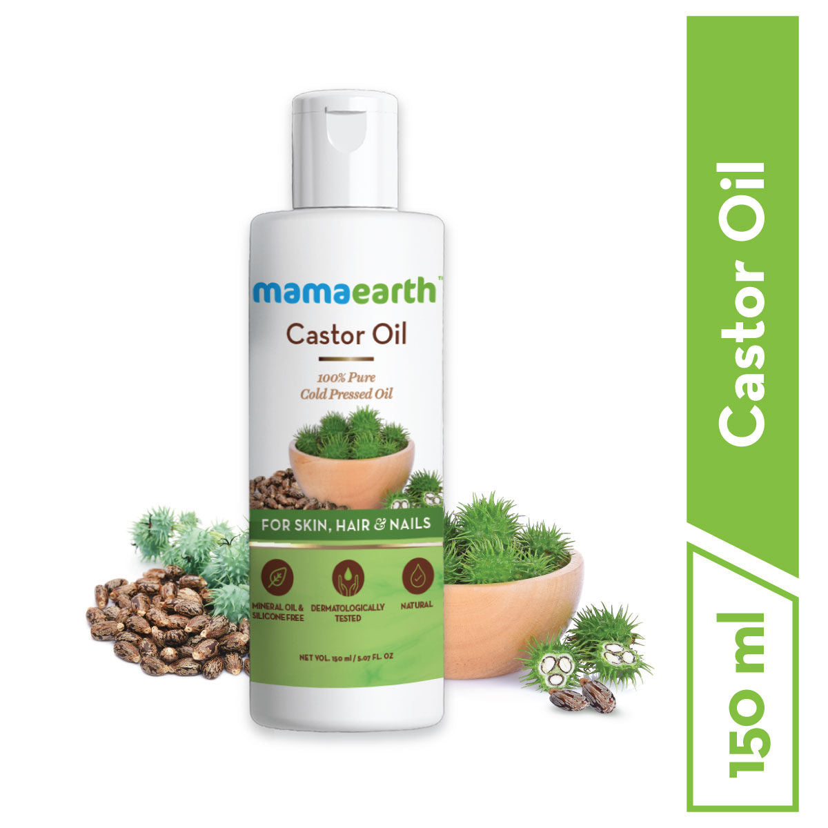 Mamaearth Castor Oil 100% Pure Cold Pressed Oil For Skin- Hair & Nails