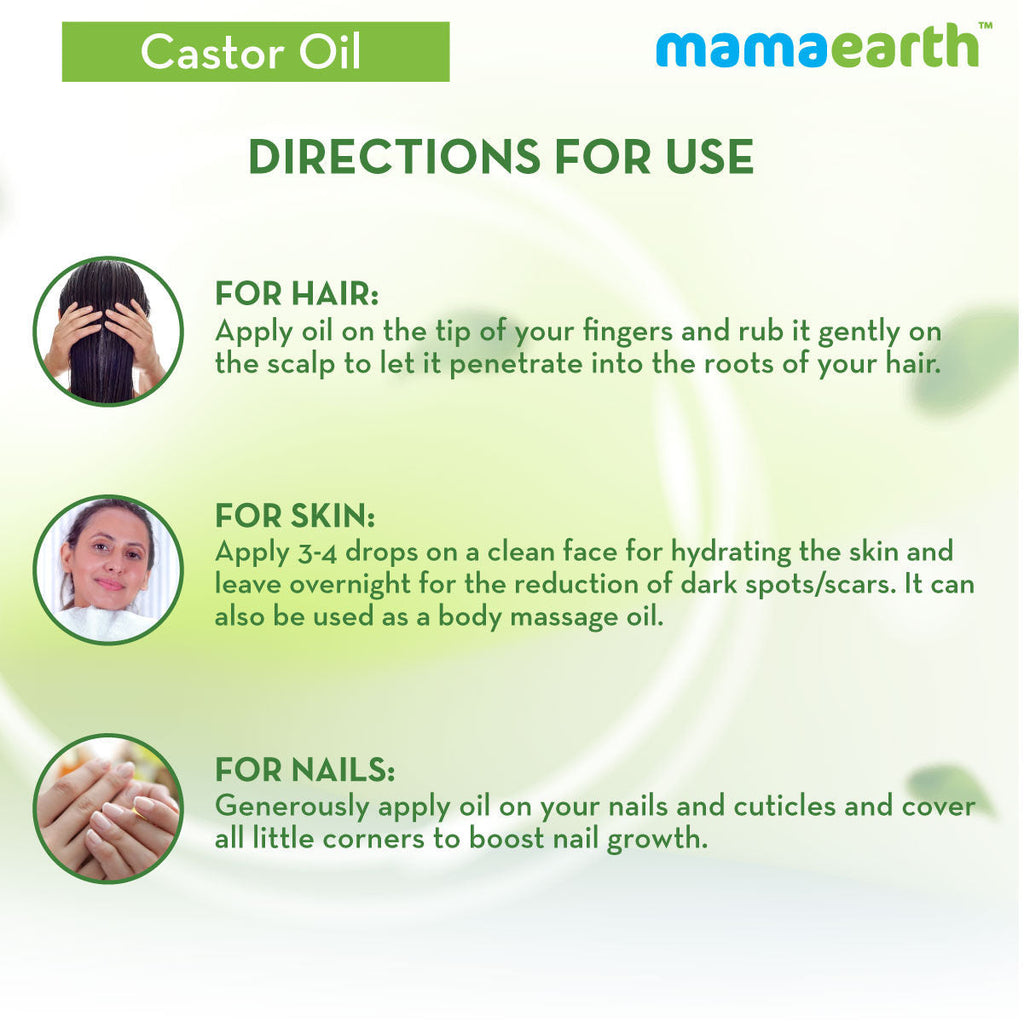 Mamaearth Castor Oil 100% Pure Cold Pressed Oil For Skin- Hair & Nails