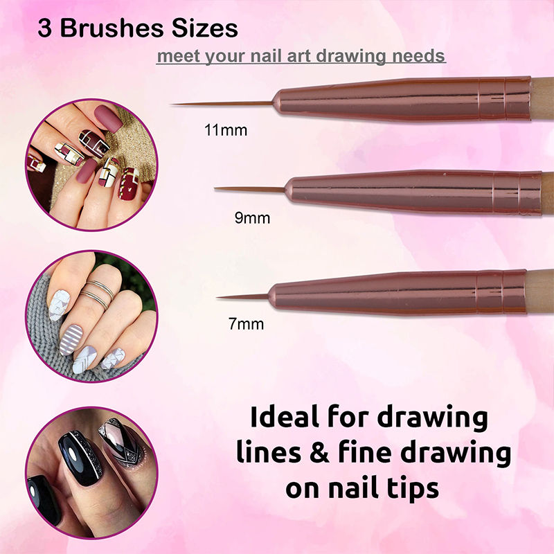 Bronson Professional Nail Art Zero Point Gel Liner Brush Set