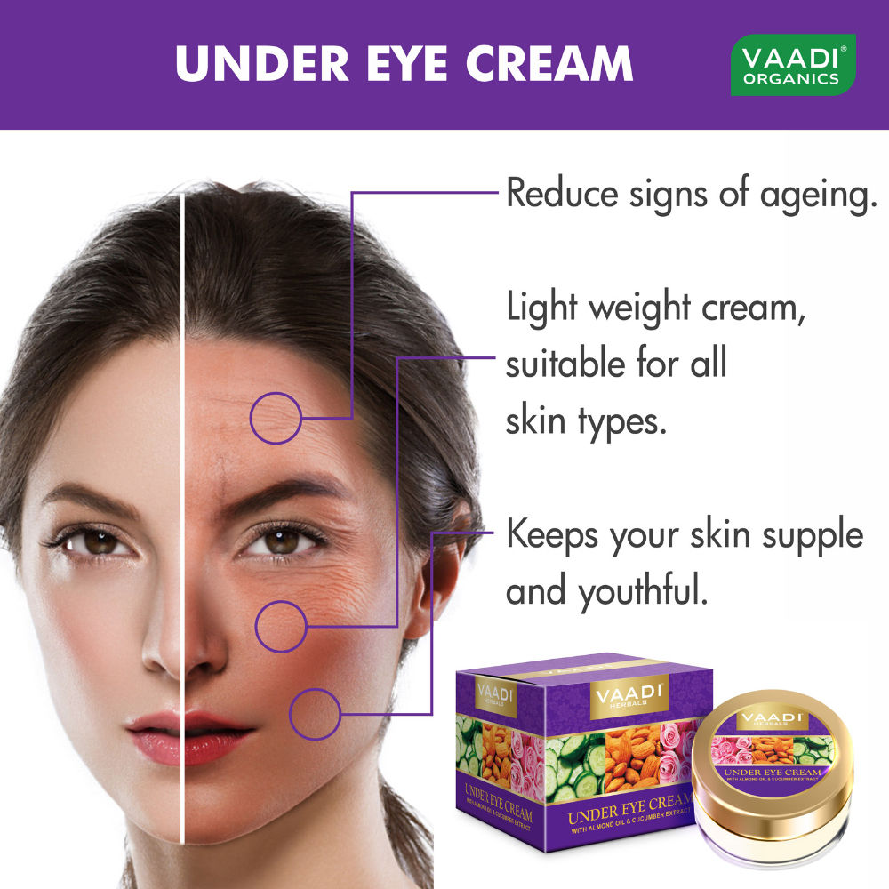 Vaadi Herbals Under Eye Cream - Almond Oil & Cucumber Extract