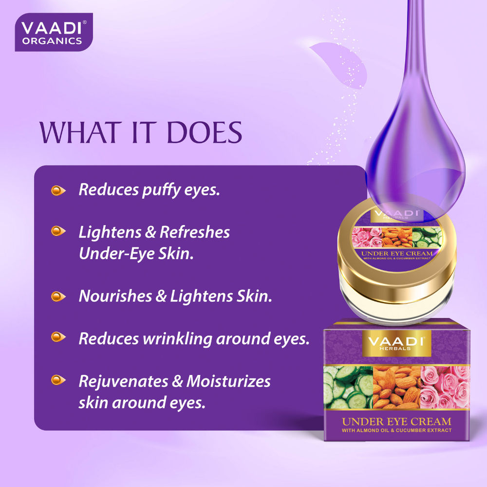 Vaadi Herbals Under Eye Cream - Almond Oil & Cucumber Extract