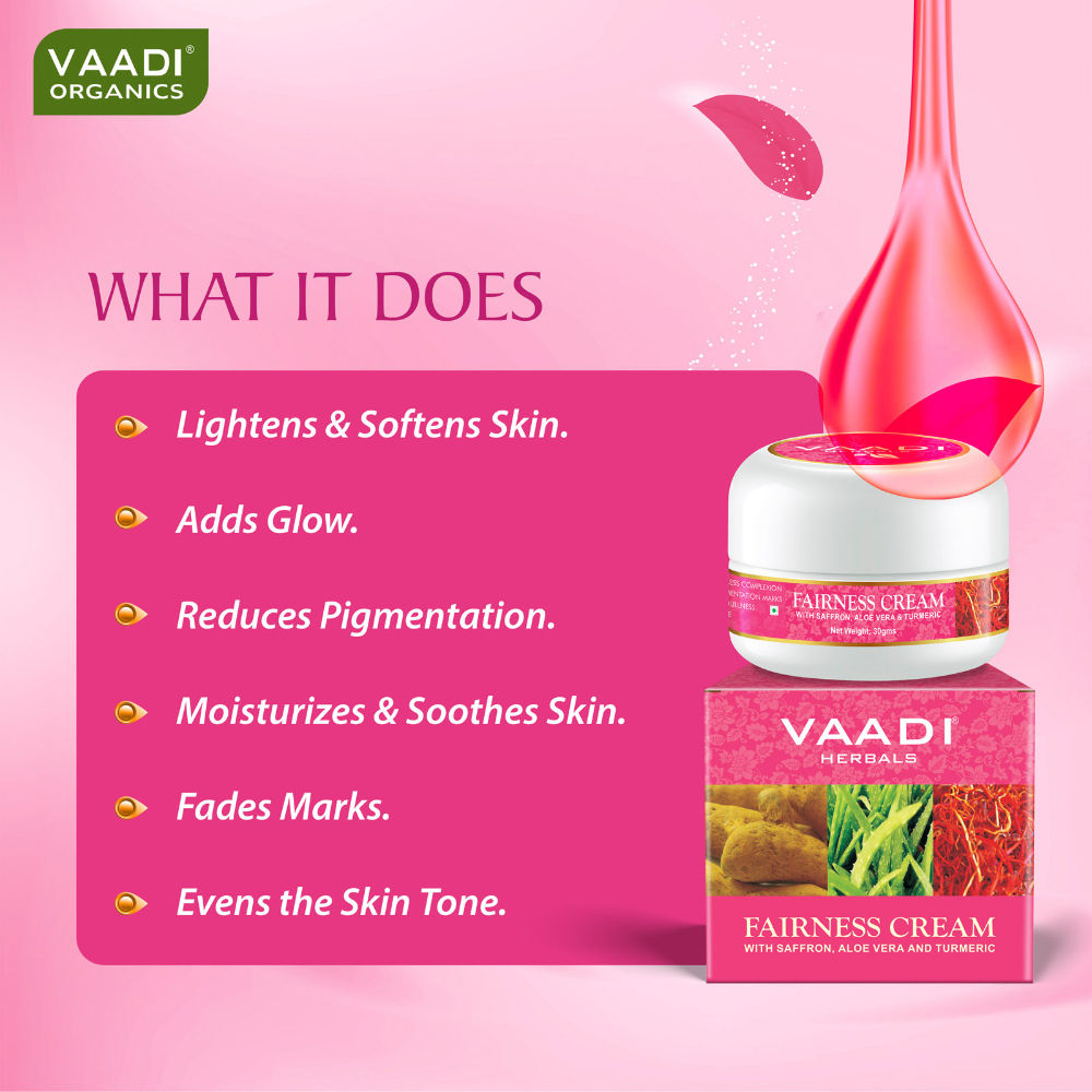 Vaadi Herbals Fairness Cream - Saffron, Aloe Vera & Turmeric Extracts