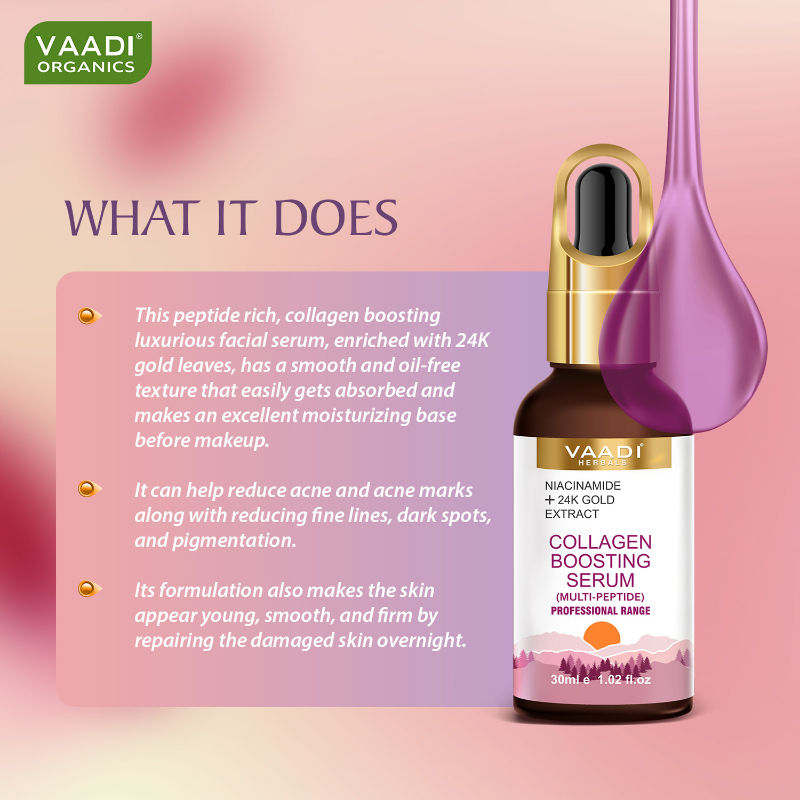 Vaadi Herbals Multipeptide And 24K Gold Extract Collagen Boosting Serum