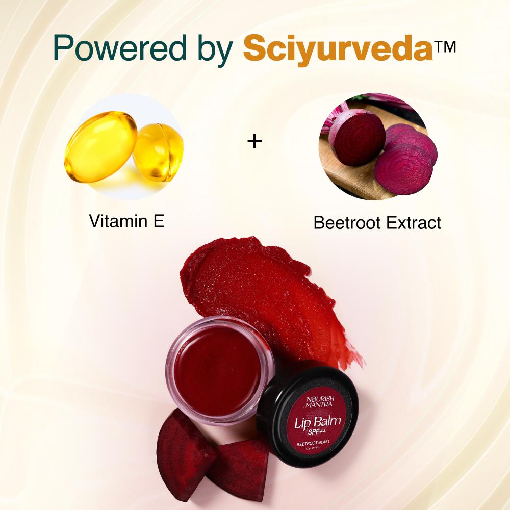 Nourish Mantra Beetroot Blast Lip Balm with SPF & Olive Oil for Soft & Moisturized Lips
