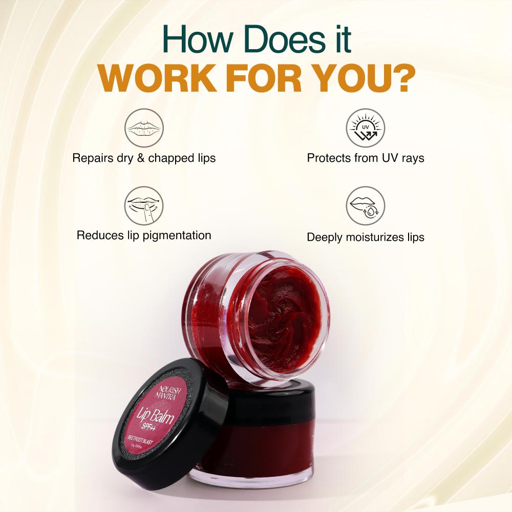 Nourish Mantra Beetroot Blast Lip Balm with SPF & Olive Oil for Soft & Moisturized Lips