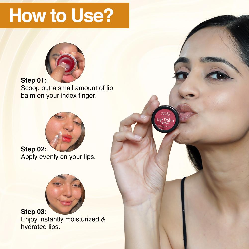 Nourish Mantra Beetroot Blast Lip Balm with SPF & Olive Oil for Soft & Moisturized Lips