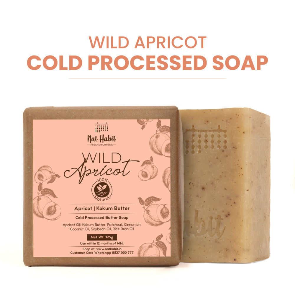 Nat Habit Ayurvedic Cold Process Apricot Butter Bath Soap - Vit C, Whitening, Nourishing & Handmade