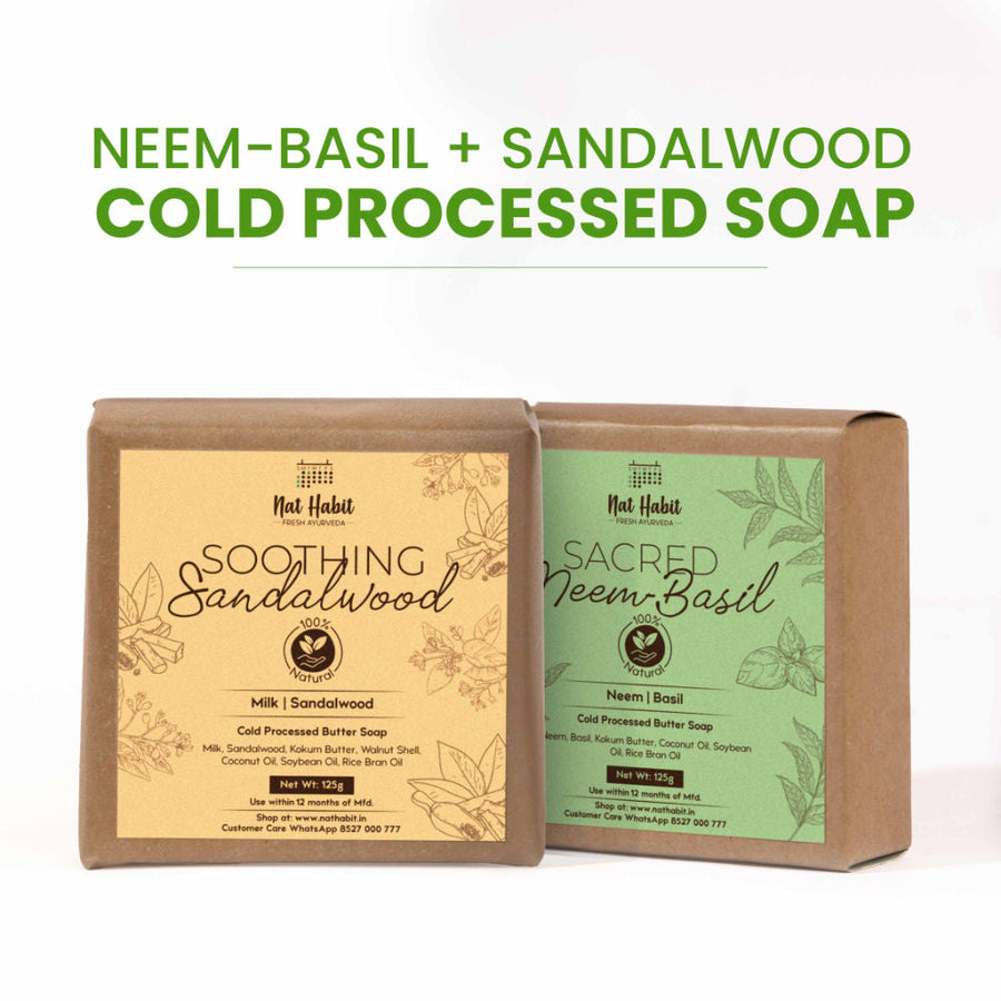 Nat Habit Fresh Brightening Sacred Neem Basil & Soothing Sandalwood Soaps