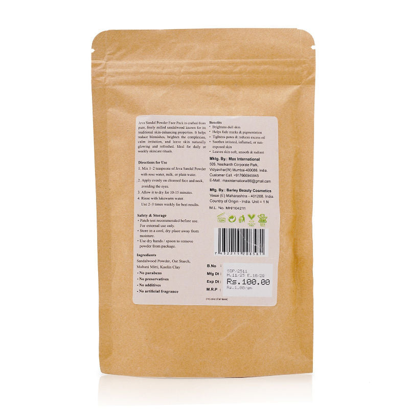 Jeva Sandalwood Powder Face Pack - Skin Brightening & Glow Enhancement