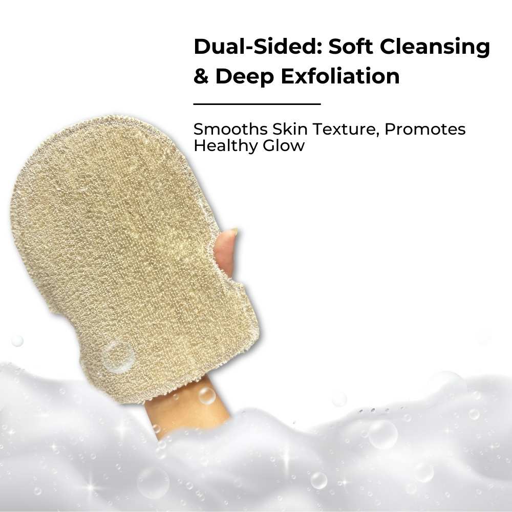 baes CLUB Brown Flax 100% Natural Exfloating Loofah Gloves