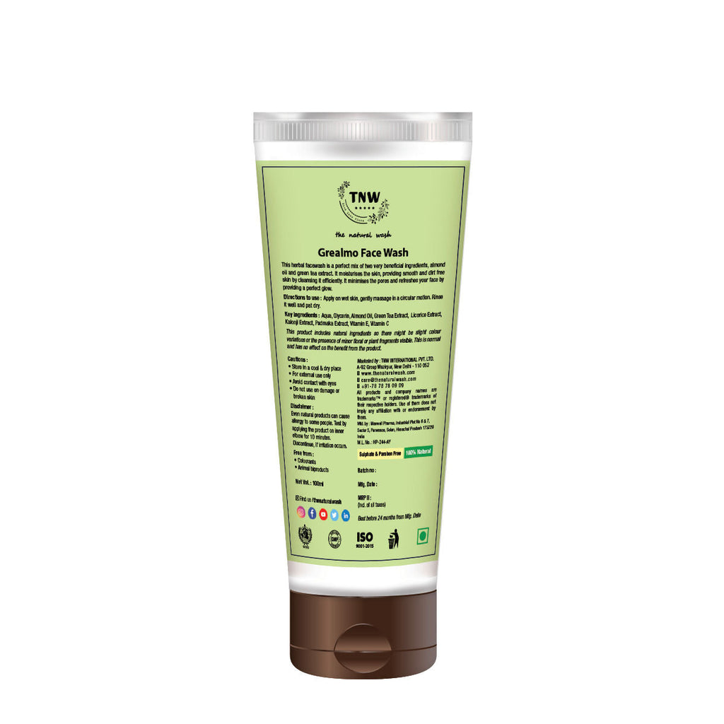TNW The Natural Wash Green Tea Face Wash with Almond Oil for Soft Skin & Open Pores - For Dry Skin