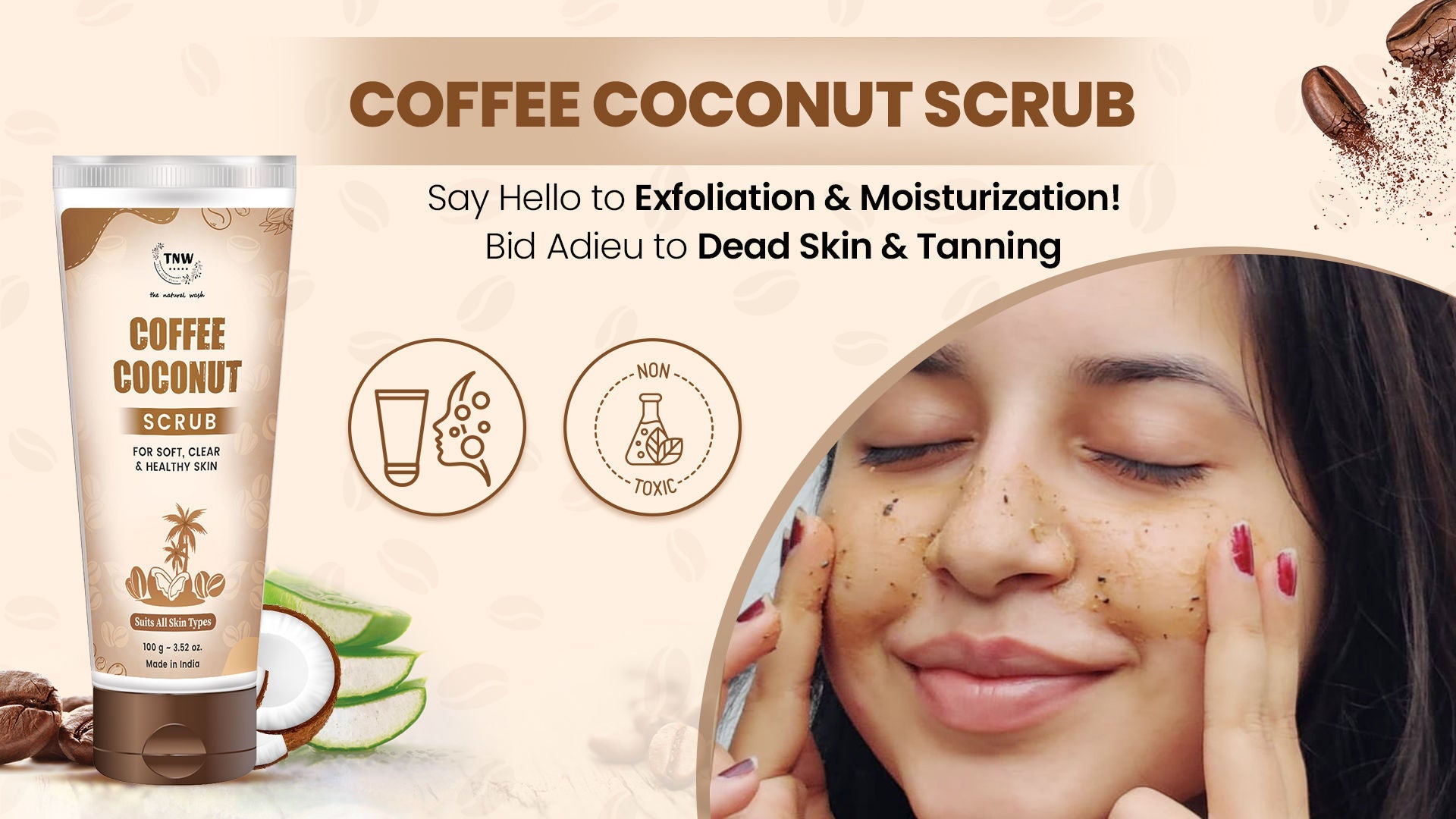 TNW The Natural Wash Deep Exfoliating Coffee & Coconut Face & Body Scrub For Glowing Skin