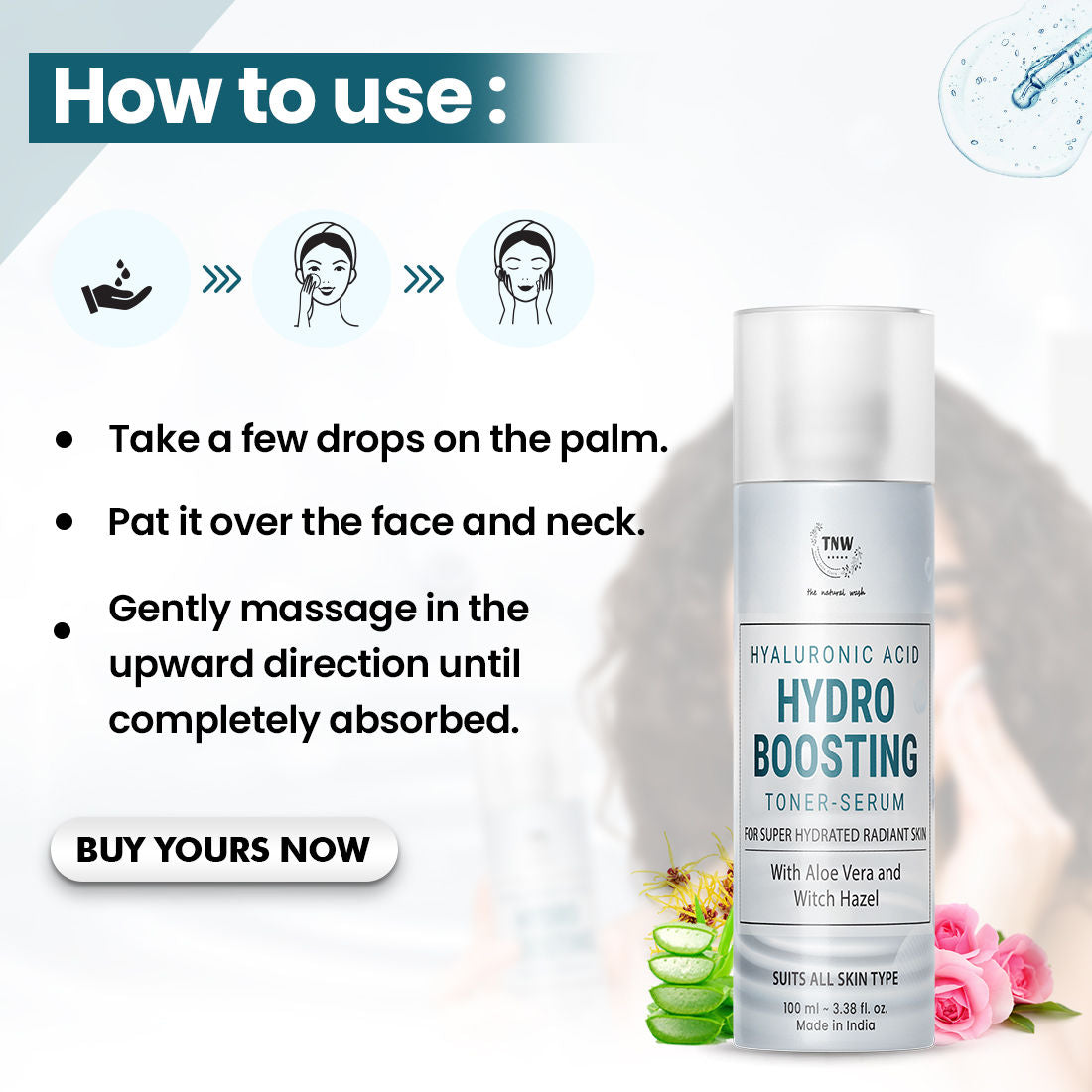 TNW The Natural Wash Hyaluronic Acid Hydro Boosting Face Toner-Serum for Super Hydrated Radiant Skin