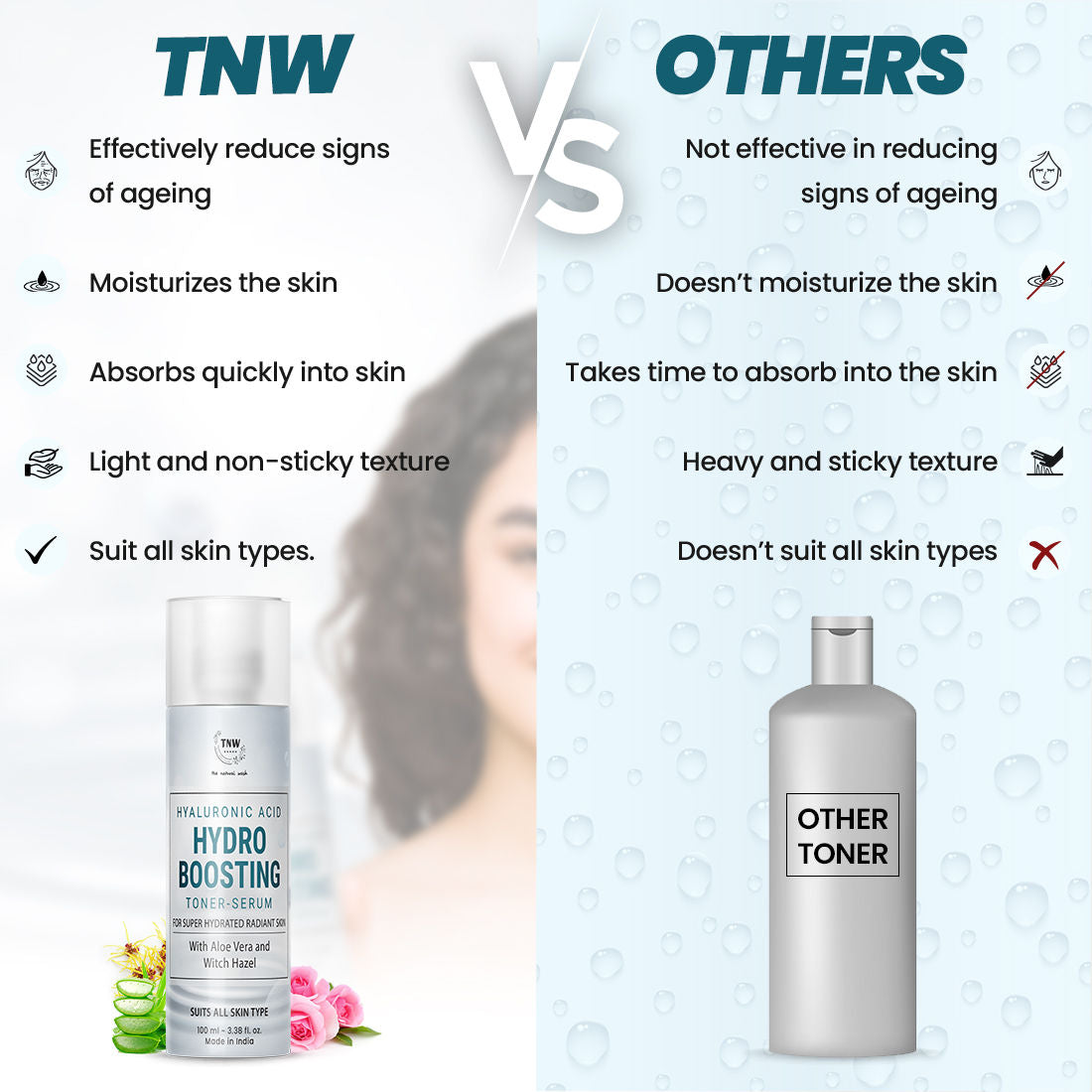 TNW The Natural Wash Hyaluronic Acid Hydro Boosting Face Toner-Serum for Super Hydrated Radiant Skin