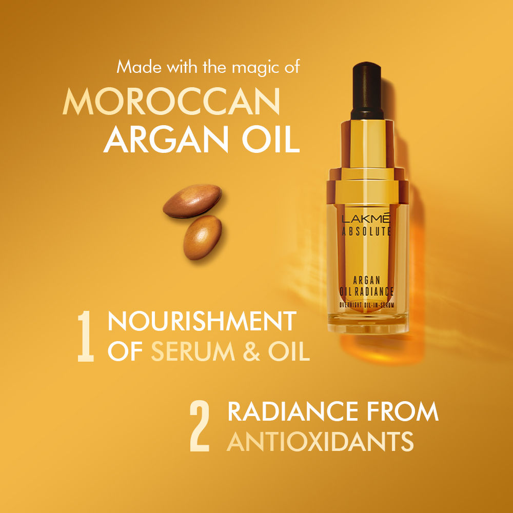 Lakme Absolute Argan Oil Radiance Overnight Oil In Serum with Moroccan Argan Oil