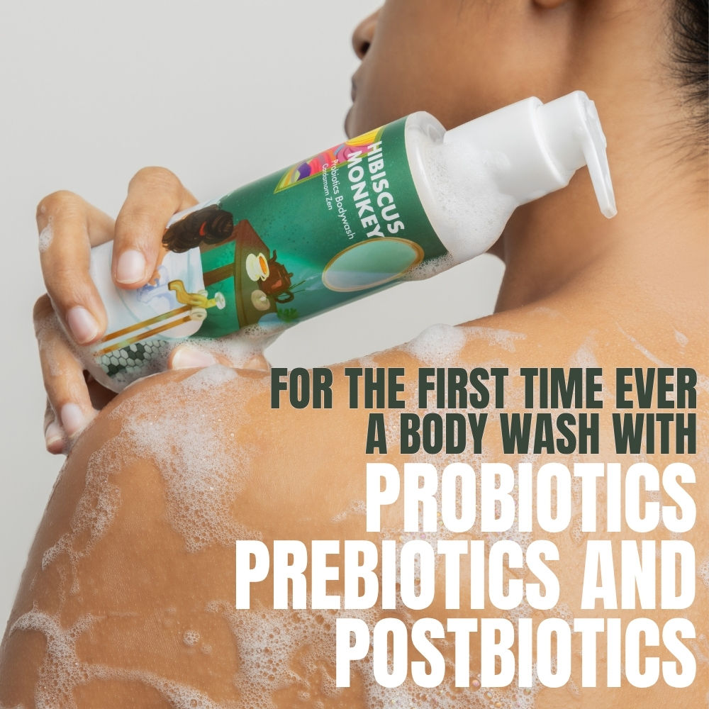 Hibiscus Monkey Probiotics Body Wash, 100% Plant Derived, Sensitive Skin Friendly, pH Balanced