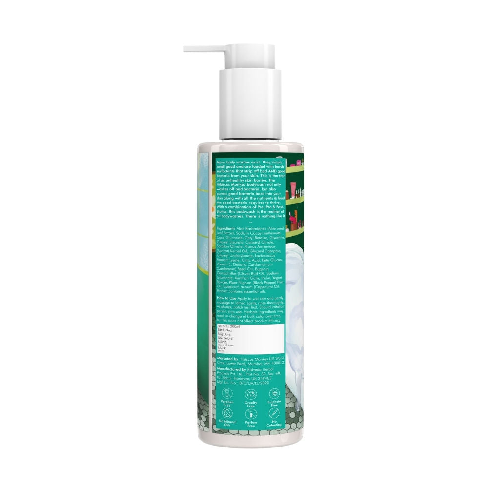 Hibiscus Monkey Probiotics Body Wash, 100% Plant Derived, Sensitive Skin Friendly, pH Balanced