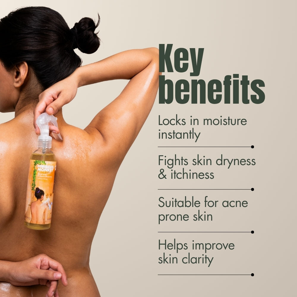 Hibiscus Monkey Velvet Spray Sunflower Orange In-Shower Body Moisturizer, 100% Natural for Dry Skin