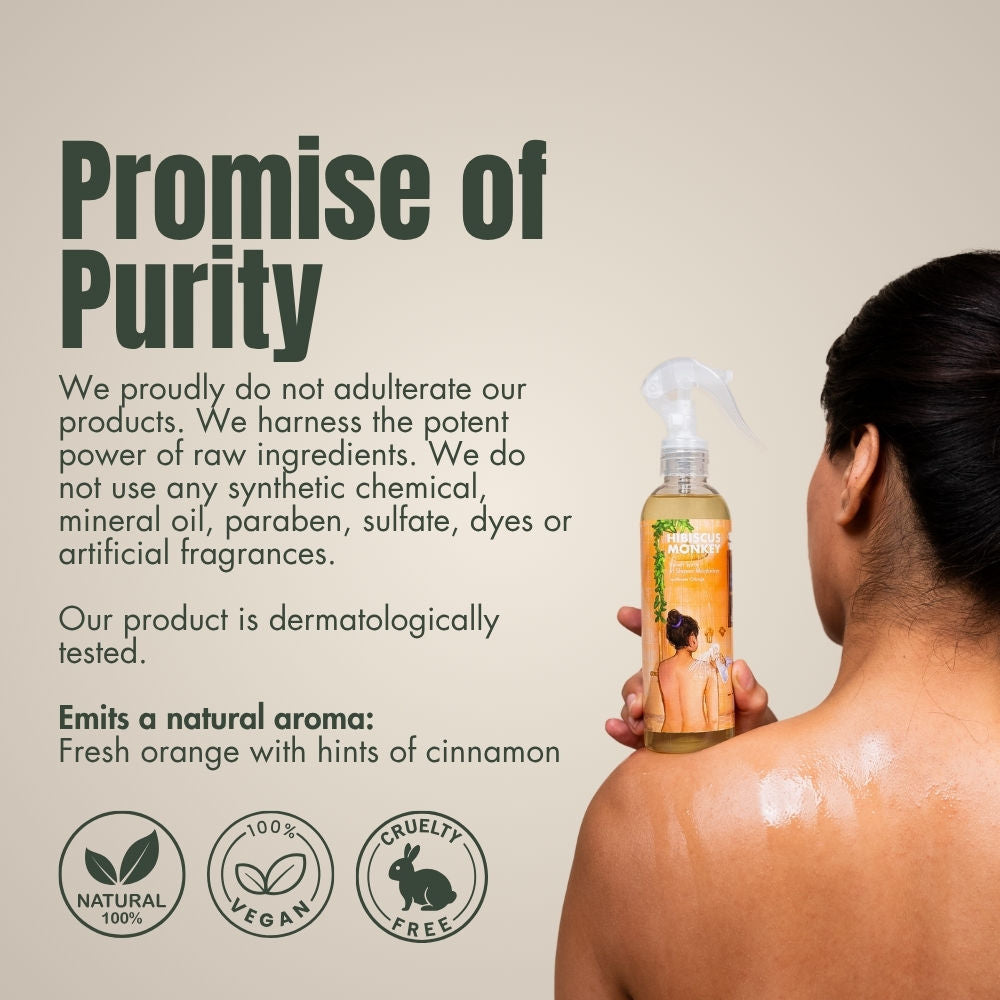 Hibiscus Monkey Velvet Spray Sunflower Orange In-Shower Body Moisturizer, 100% Natural for Dry Skin