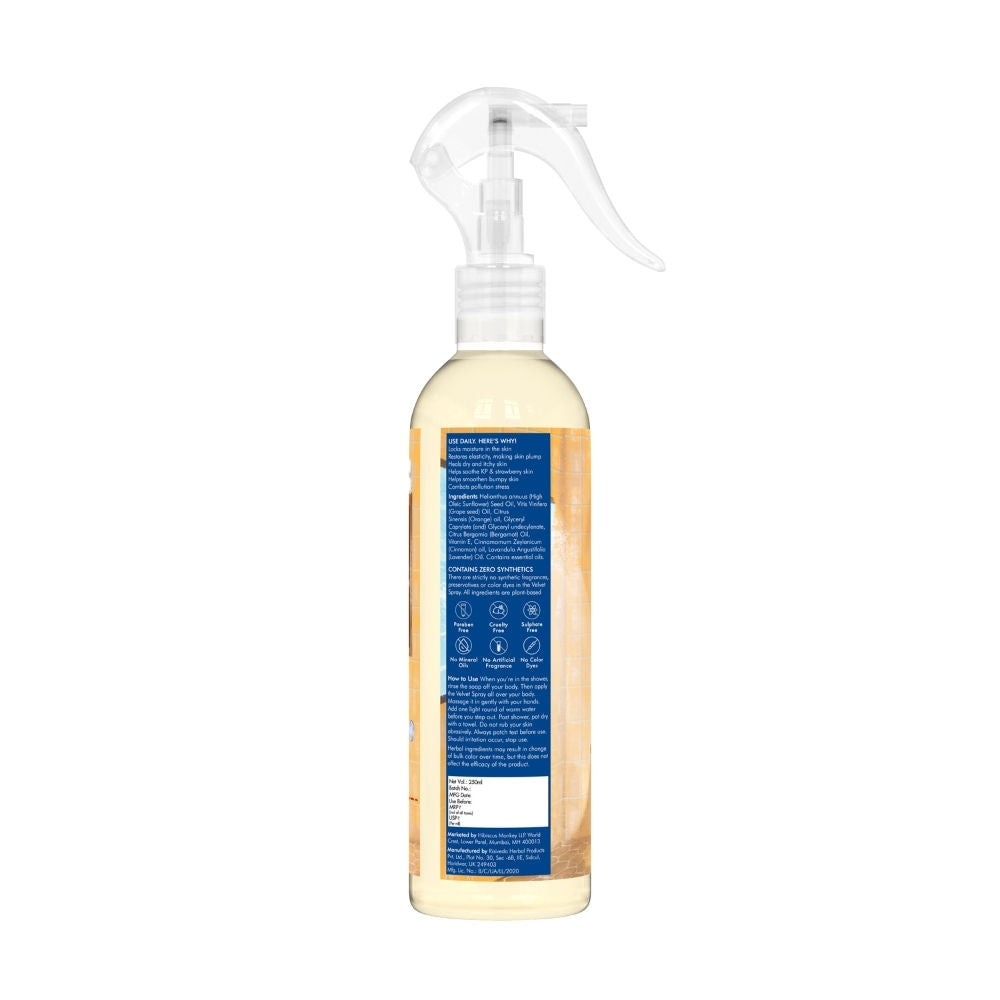 Hibiscus Monkey Velvet Spray Sunflower Orange In-Shower Body Moisturizer, 100% Natural for Dry Skin