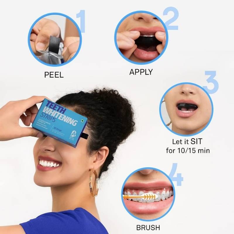 Bonayu Teeth Whitening Strips With Activated Charcoal & Coconut Oil, All Natural