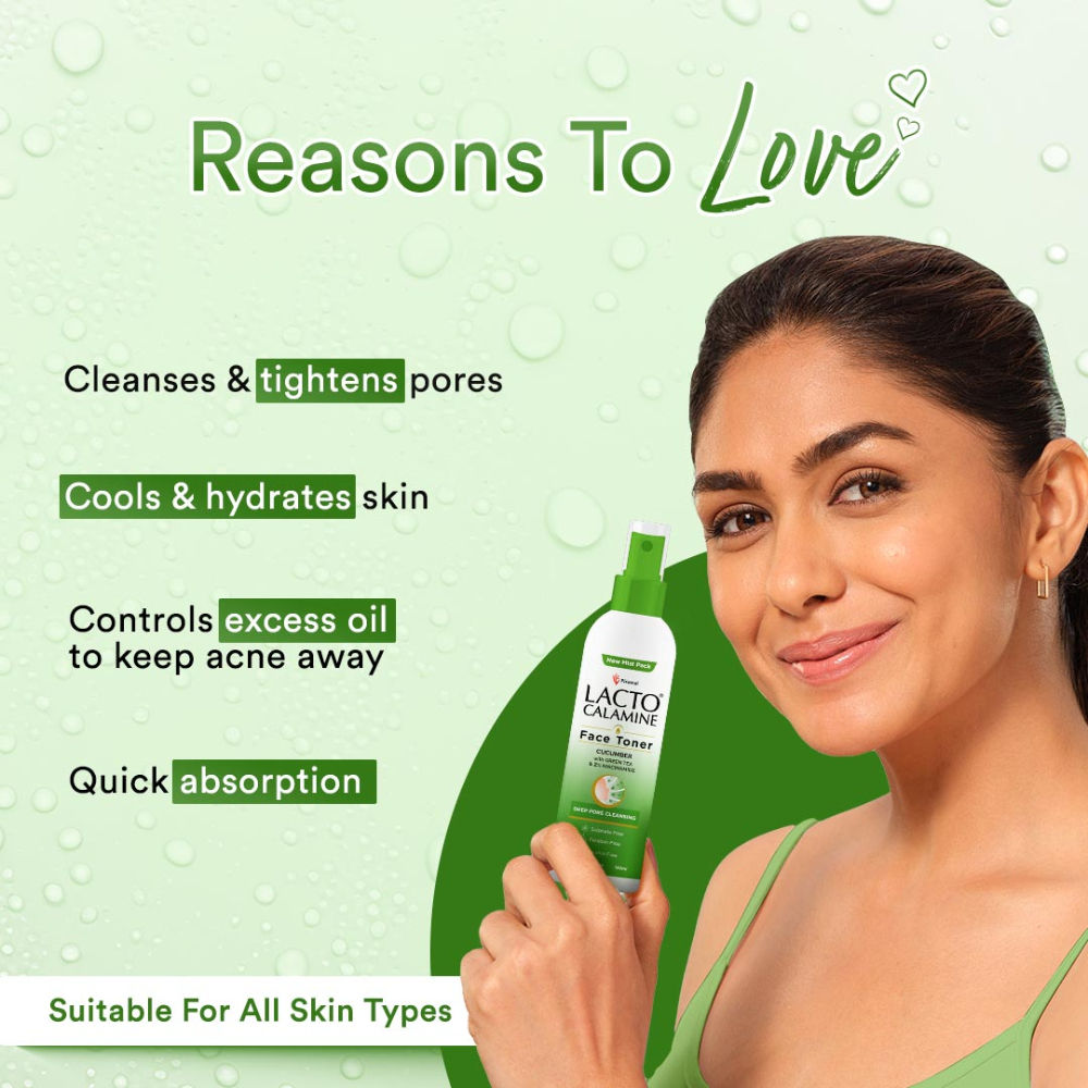 Lacto Calamine Cucumber Face Toner with Green Tea, 2% Niacinamide for Cool & Hydrated Skin