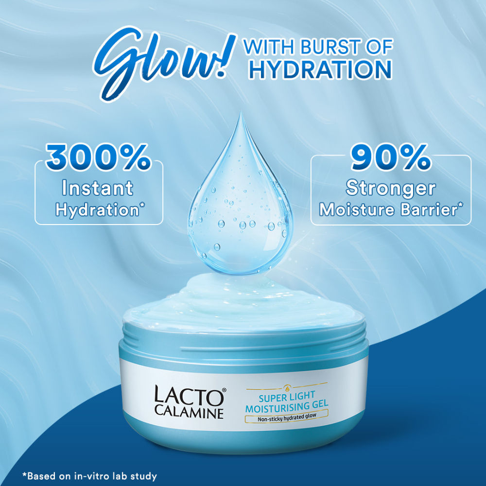 Lacto Calamine Super Light Gel Oil-Free Moisturizer-Hyaluronic Acid+Niacinamide-Non-Sticky Hydration