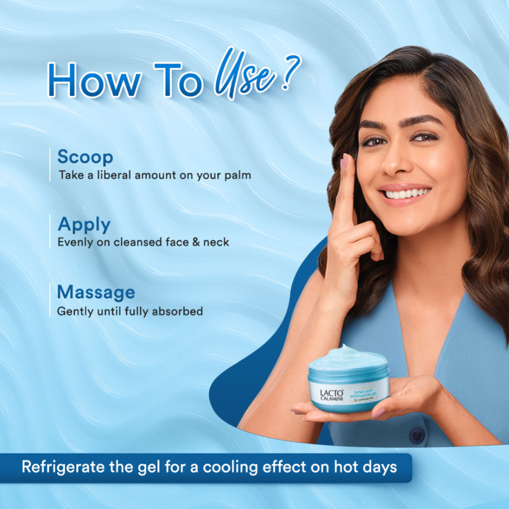 Lacto Calamine Super Light Gel Oil-Free Moisturizer-Hyaluronic Acid+Niacinamide-Non-Sticky Hydration