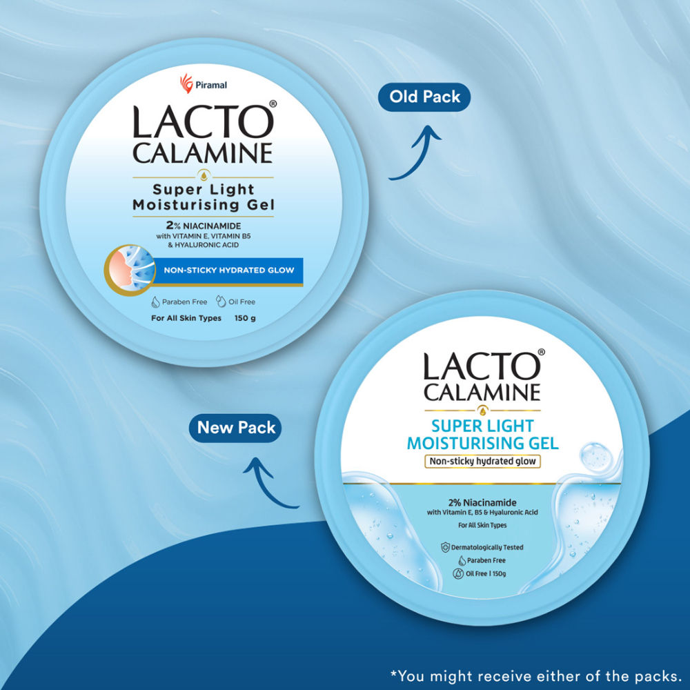 Lacto Calamine Super Light Gel Oil-Free Moisturizer-Hyaluronic Acid+Niacinamide-Non-Sticky Hydration