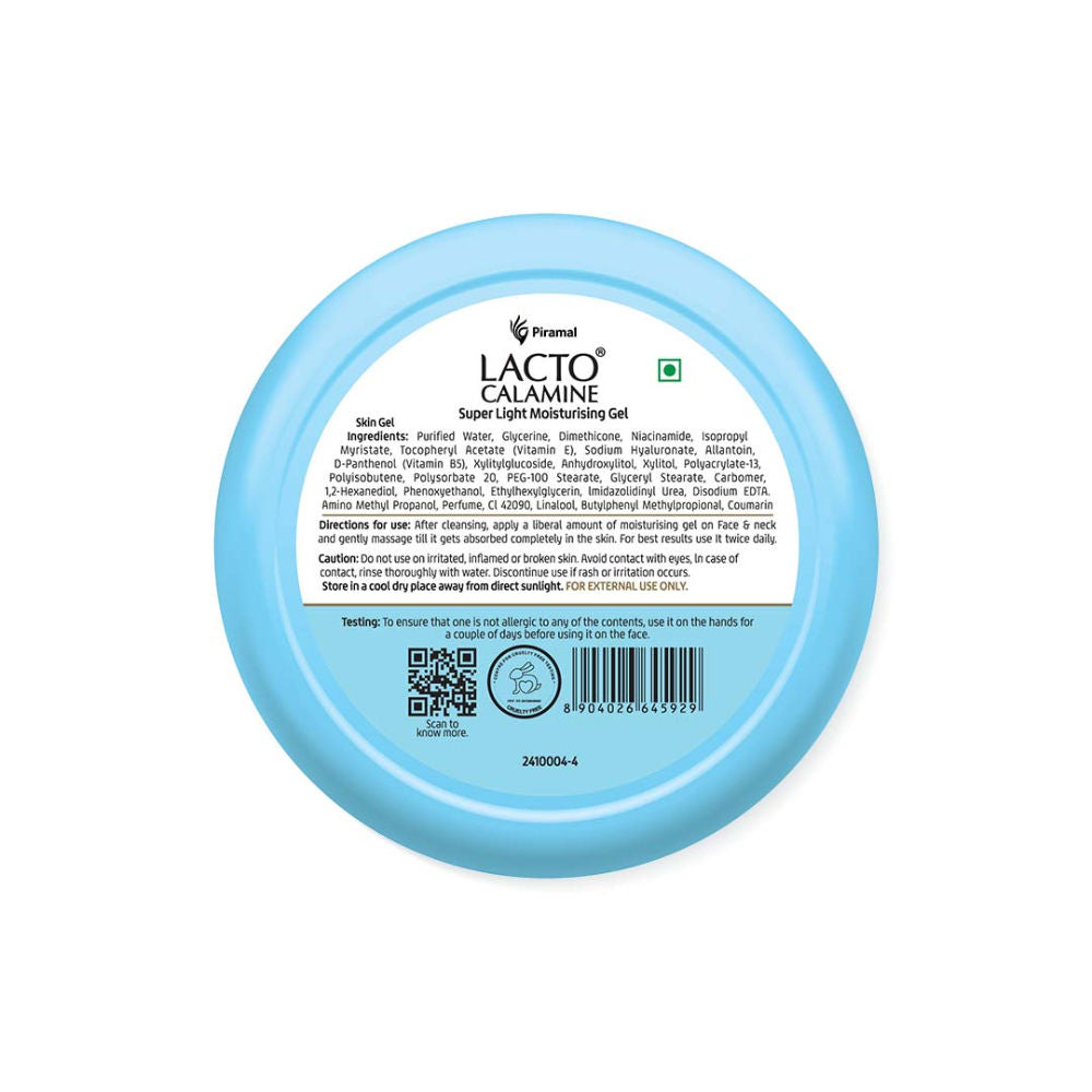 Lacto Calamine Super Light Gel Oil-Free Moisturizer-Hyaluronic Acid+Niacinamide-Non-Sticky Hydration