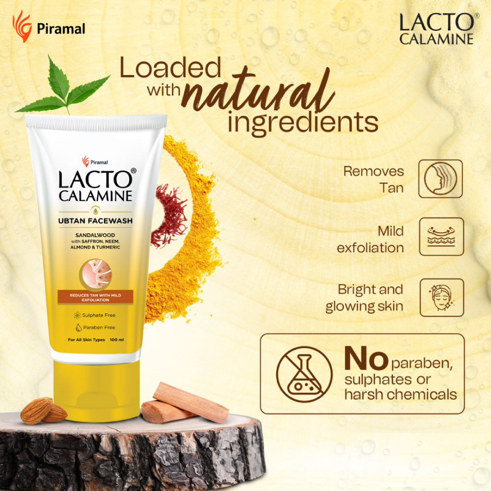 Lacto Calamine Ubtan Face Wash For Detan & Glowing Skin With Sandalwood, Saffron & Turmeric