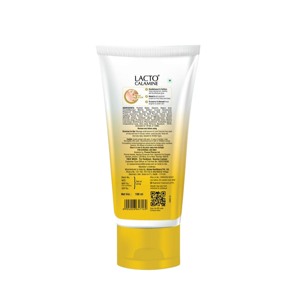 Lacto Calamine Ubtan Face Wash For Detan & Glowing Skin With Sandalwood, Saffron & Turmeric