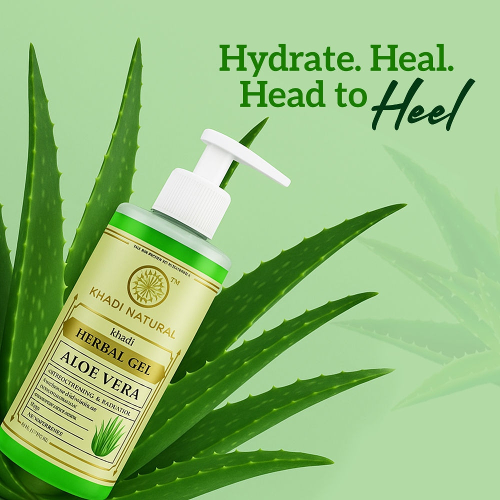 Khadi Natural Aloe Vera Gel with Dispenser for Breakouts, Itchy Skin and Hair Nourishment