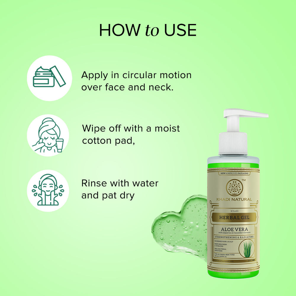 Khadi Natural Aloe Vera Gel with Dispenser for Breakouts, Itchy Skin and Hair Nourishment