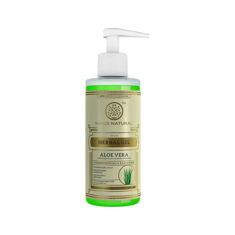 Khadi Natural Aloe Vera Gel with Dispenser for Breakouts, Itchy Skin and Hair Nourishment
