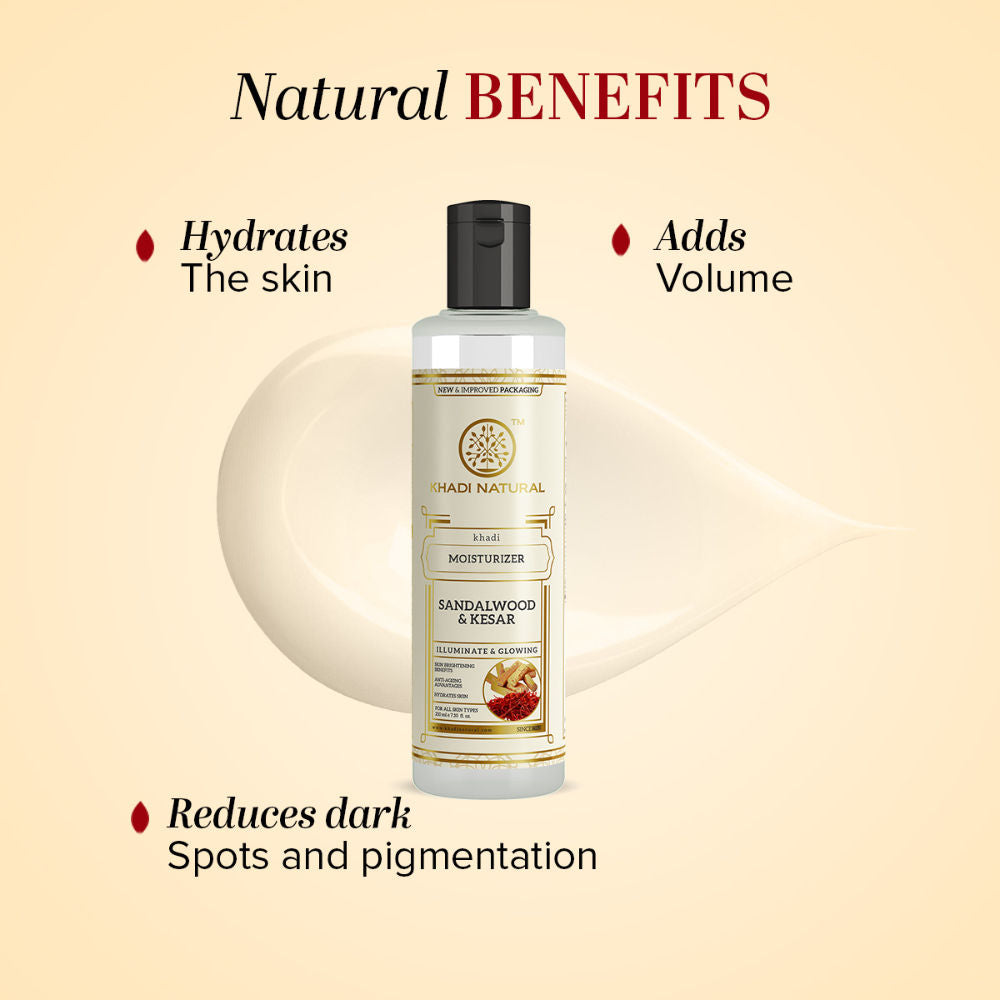 Khadi Natural Sandalwood Kesar Moisturiser for Soft Glowing and Hydrated Skin