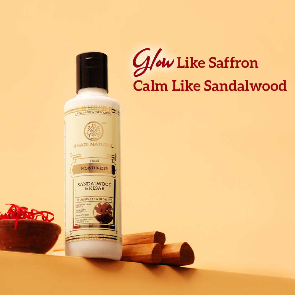 Khadi Natural Sandalwood Kesar Moisturiser for Soft Glowing and Hydrated Skin