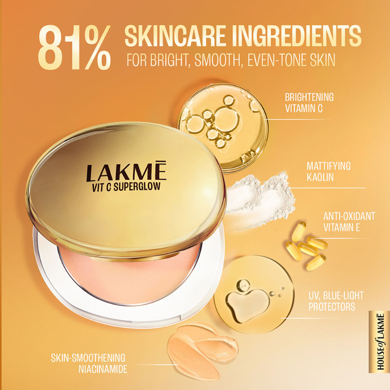 Lakme Vitamin C Superglow Skin Perfecting Compact with 1 % Vit C