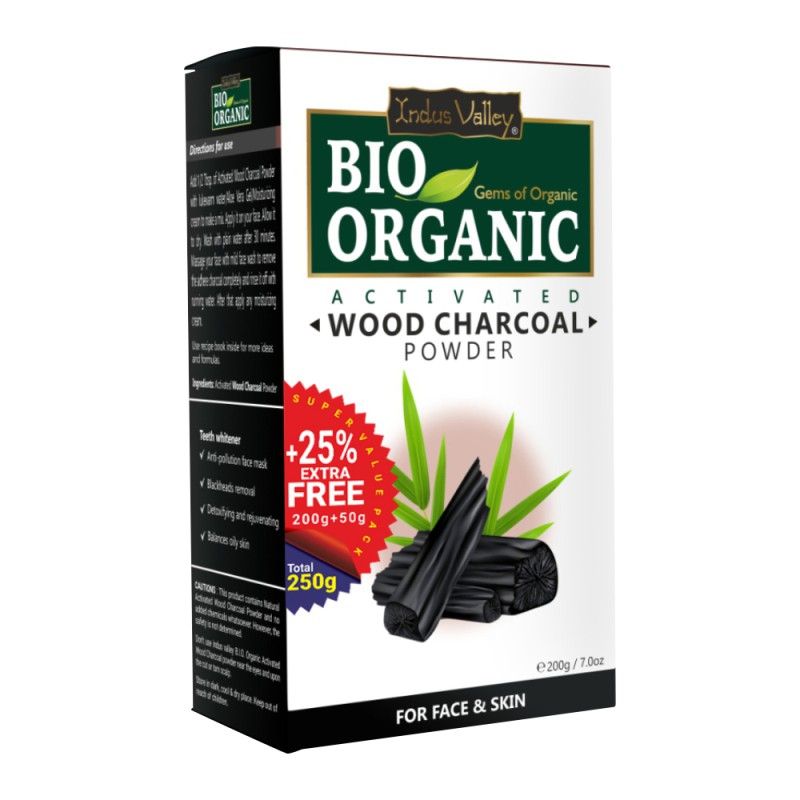Indus Valley Bio Organic Wood Charcoal Powder for Face & Skin