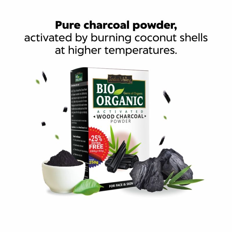 Indus Valley Bio Organic Wood Charcoal Powder for Face & Skin