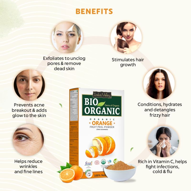 Indus Valley Orange Peel Powder Skin Brightening, Face Pack & Glow Care