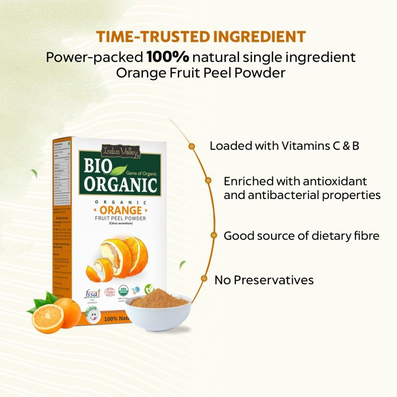 Indus Valley Orange Peel Powder Skin Brightening, Face Pack & Glow Care