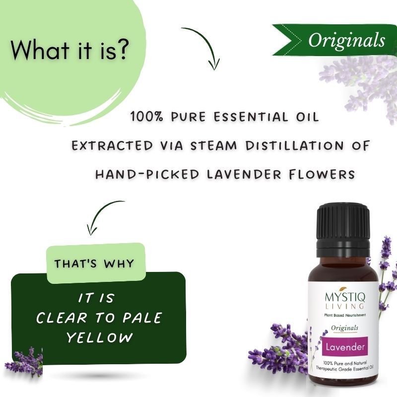 Mystiq Living Lavender Essential Oil For Skin, Hair Growth, Face & Better Sleep, 100% Pure Organic