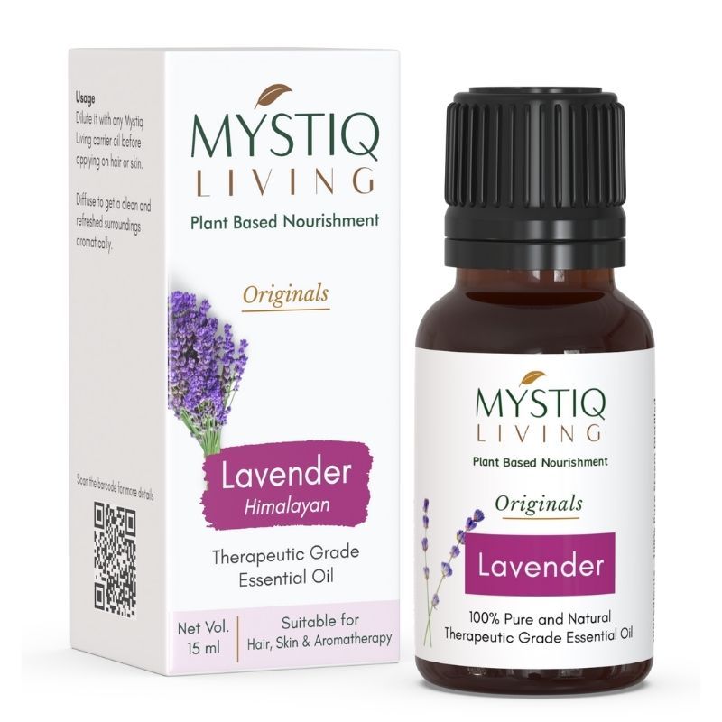Mystiq Living Lavender Essential Oil For Skin, Hair Growth, Face & Better Sleep, 100% Pure Organic
